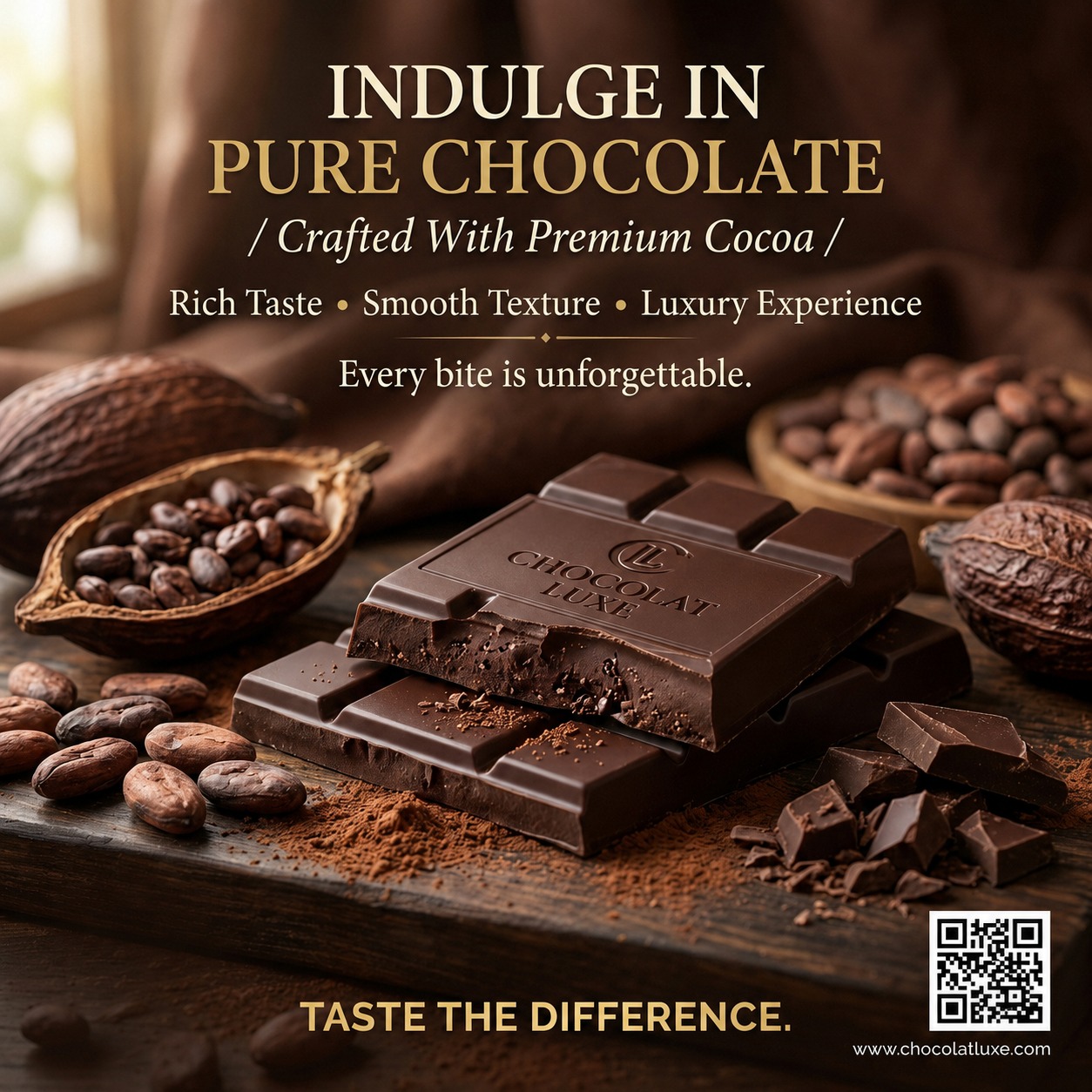 Indulge in Pure Chocolate — graphic design by Business Hunters